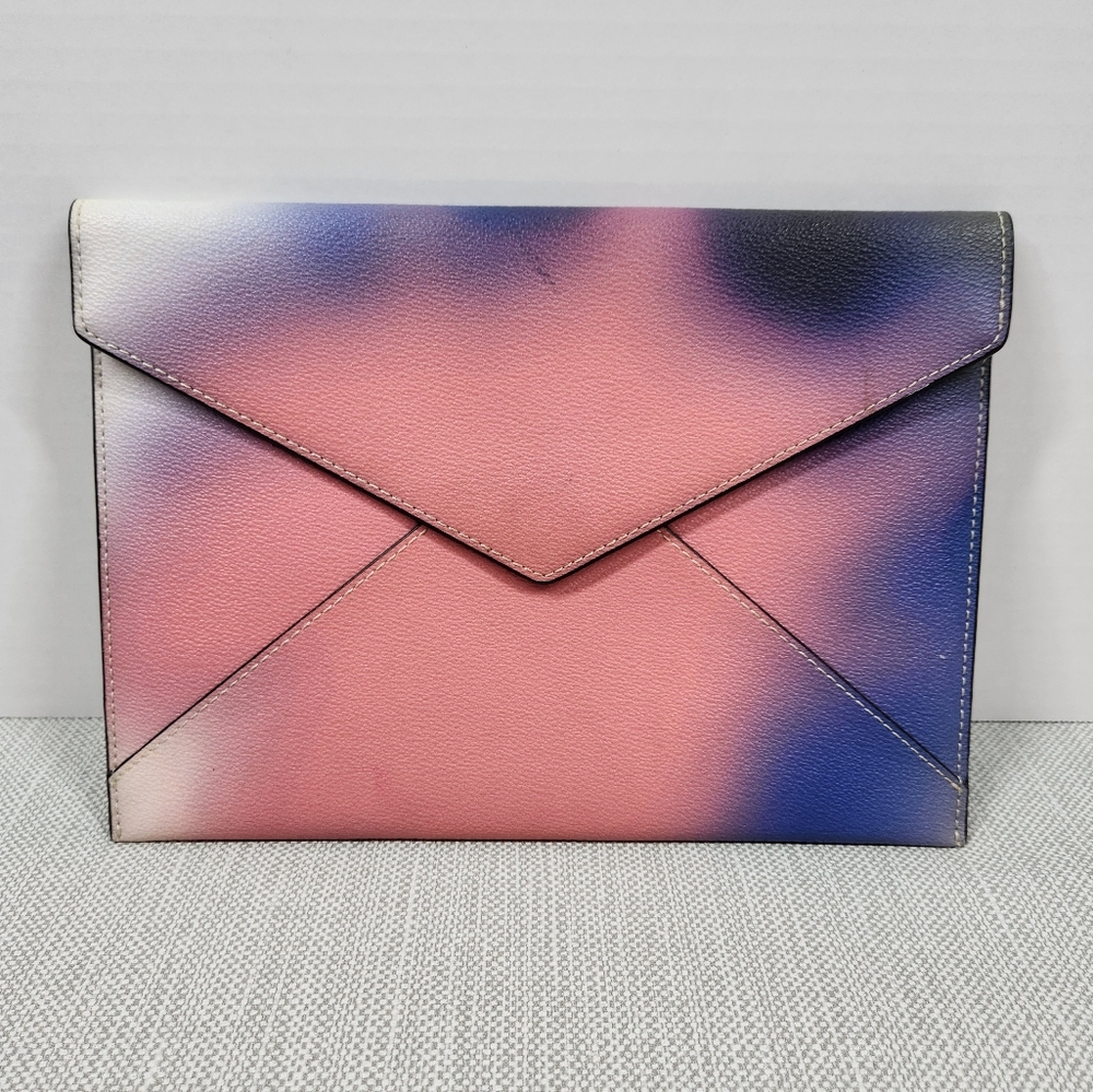 Rebecca Minkoff Leo Graffiti Envelope Clutch Multi Color Leather Purse